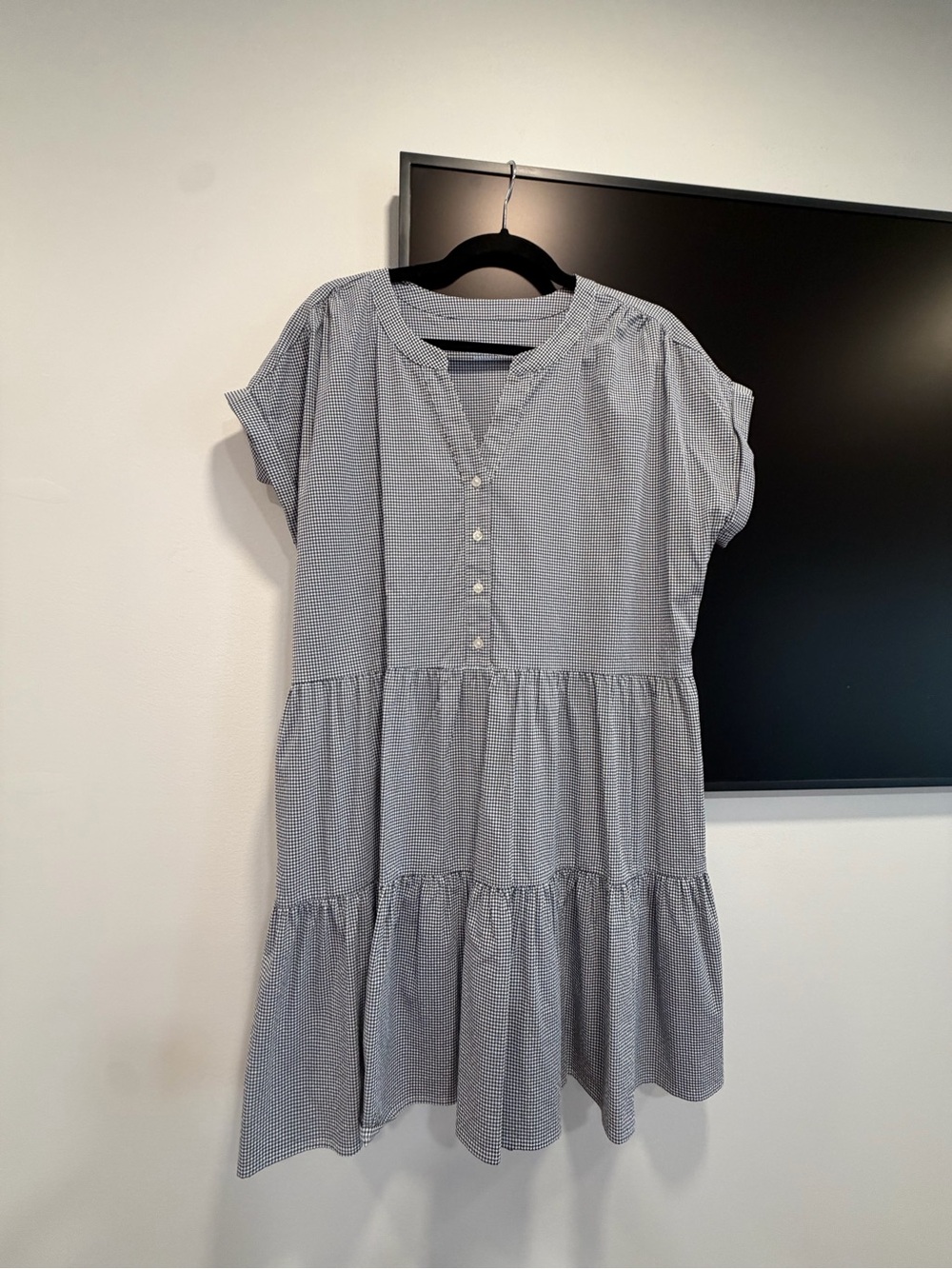 Vineyard Vines Performance Blue Gingham Tiered Button-Front Dress